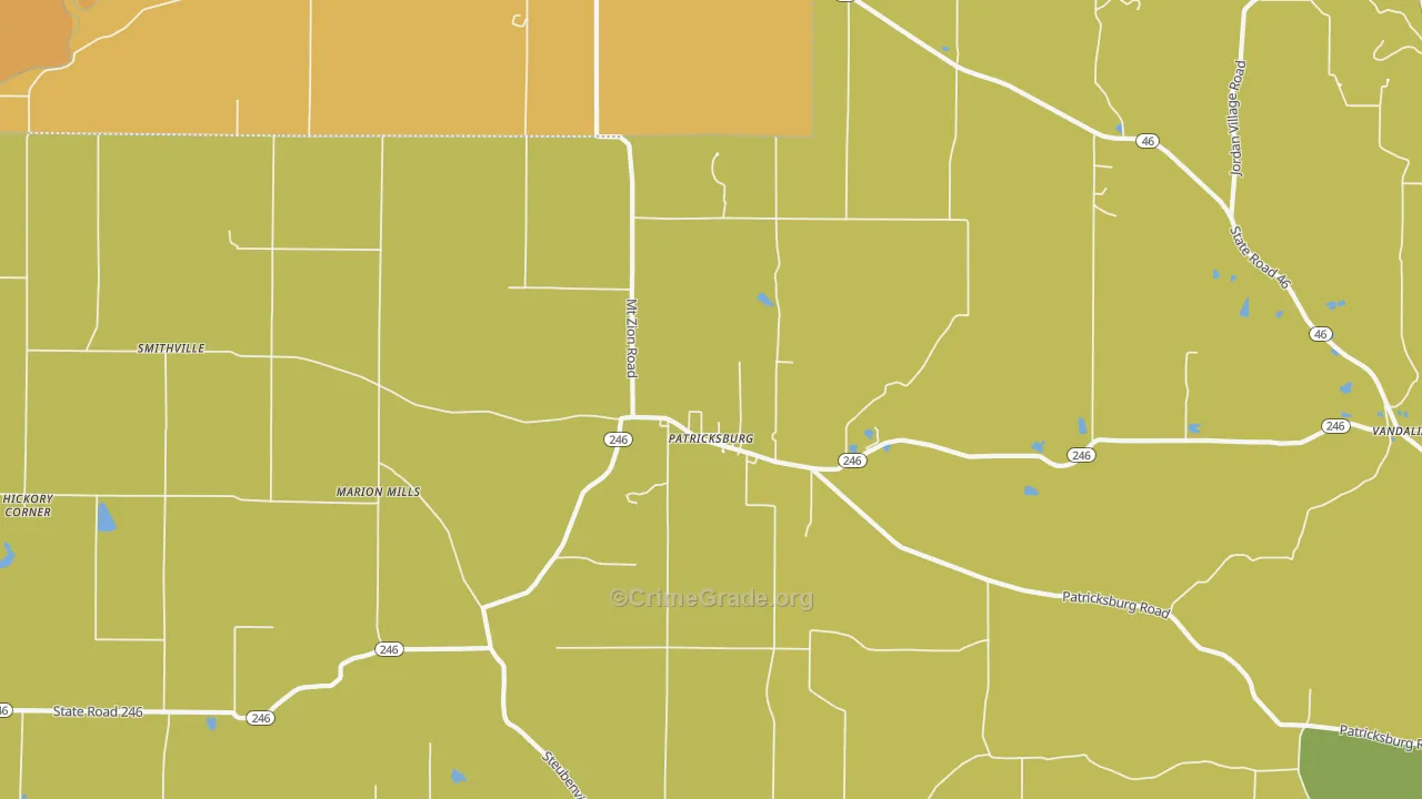 Patricksburg, IN Map of Vandalism Rates