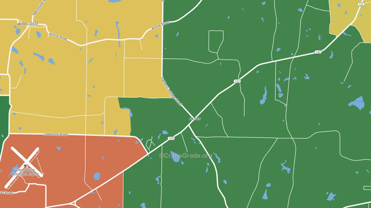 Patten, GA Map of Vandalism Rates