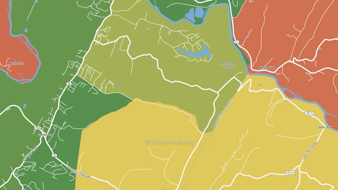 Patterson Creek, WV Map of Vandalism Rates