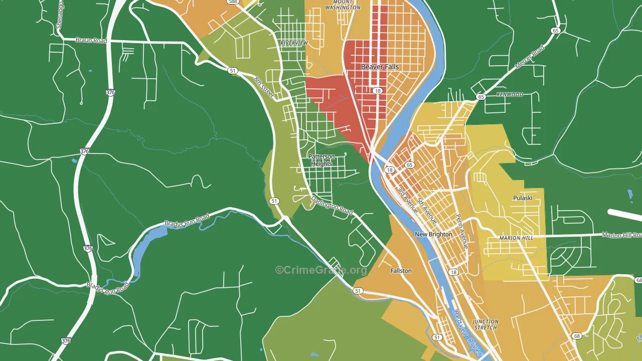 Patterson Heights, PA Map of Vandalism Rates