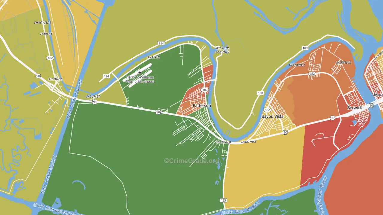 Patterson, LA Map of Vandalism Rates