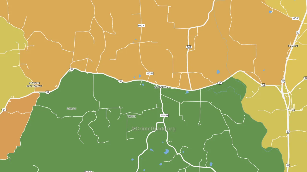 Patterson, MO Map of Vandalism Rates