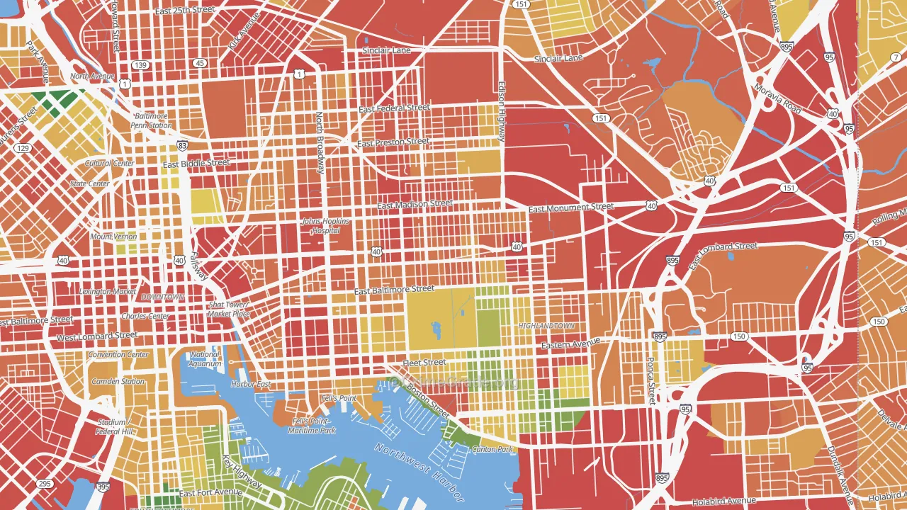 Patterson Park, Baltimore, MD Map of Vandalism Rates