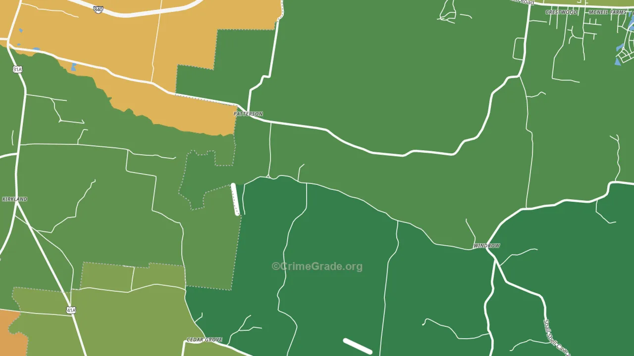 Patterson, TN Map of Vandalism Rates