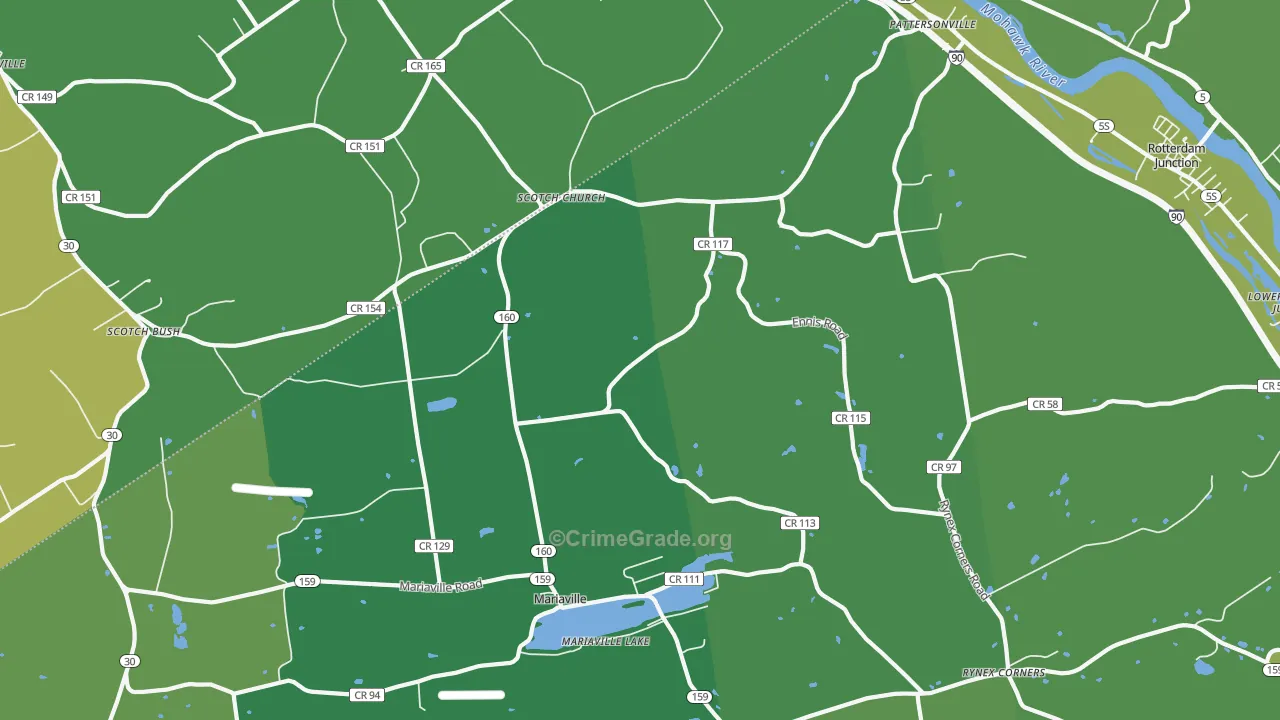 Pattersonville, NY Map of Vandalism Rates