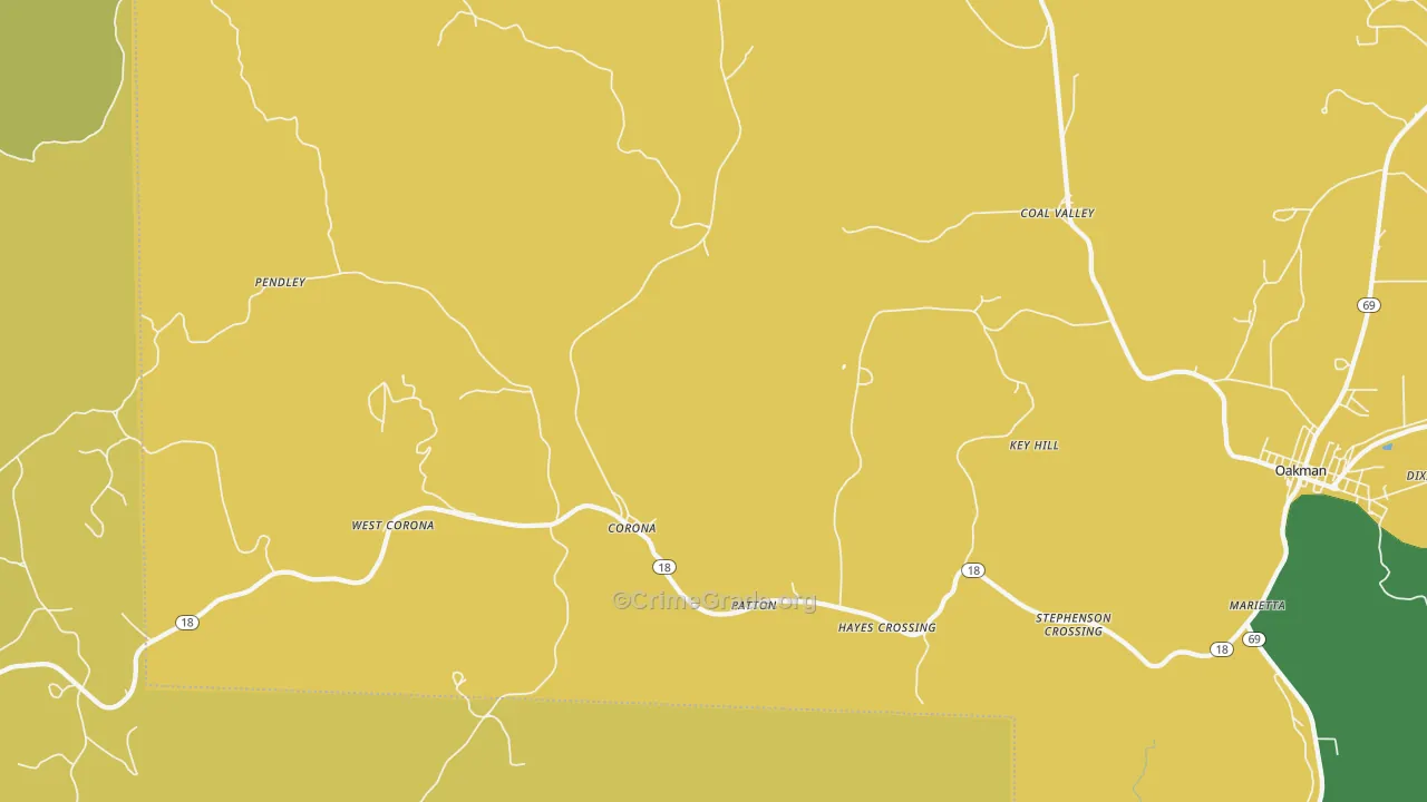 Patton, AL Map of Vandalism Rates