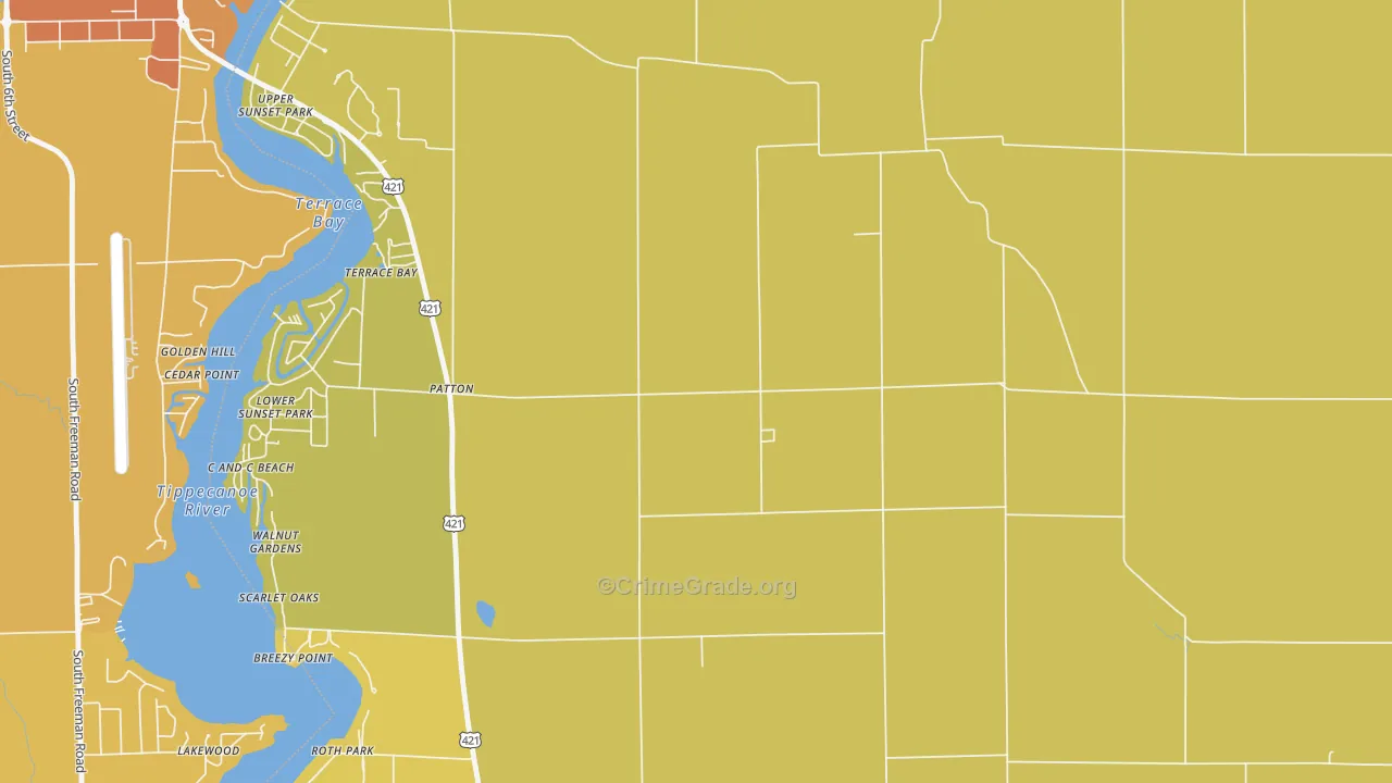 Patton, IN Map of Vandalism Rates