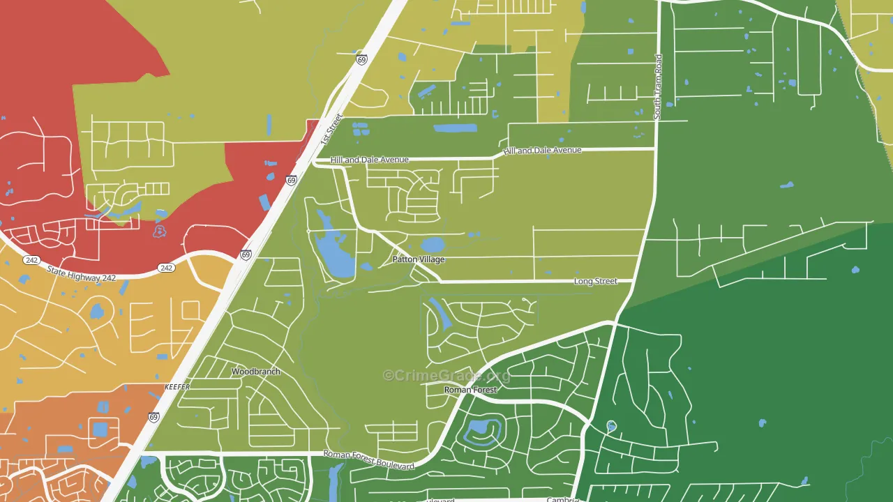 Patton Village, TX Map of Vandalism Rates