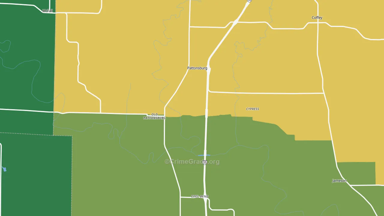 Pattonsburg, MO Map of Vandalism Rates