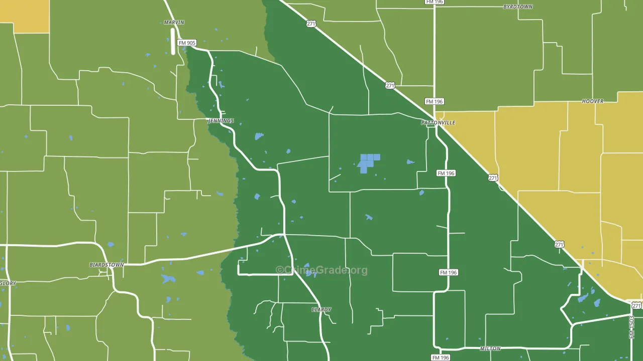 Pattonville, TX Map of Vandalism Rates