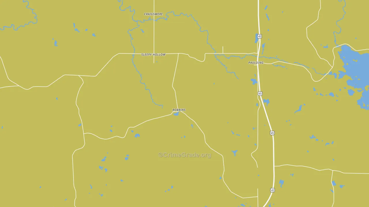 Paulding, MI Map of Vandalism Rates