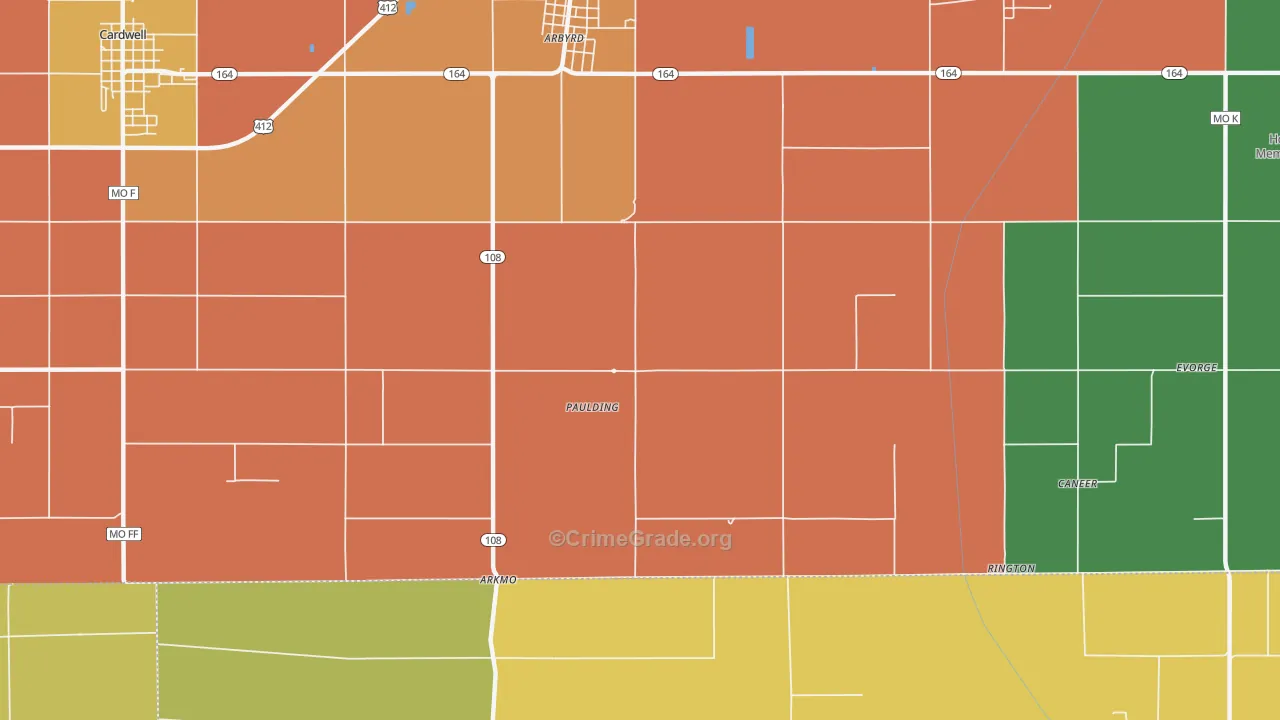 Paulding, MO Map of Vandalism Rates