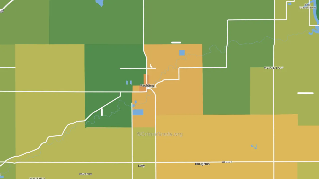 Paulding, OH Map of Vandalism Rates
