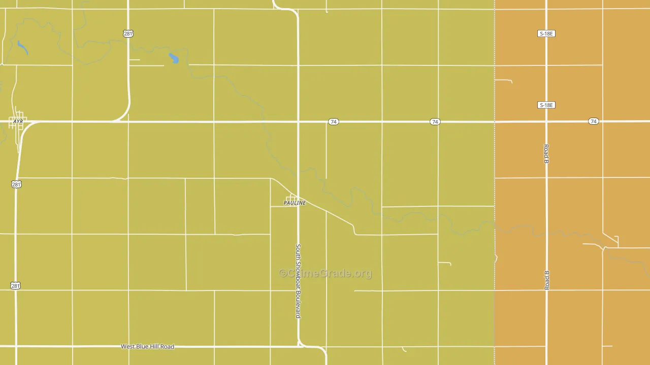 Pauline, NE Map of Vandalism Rates