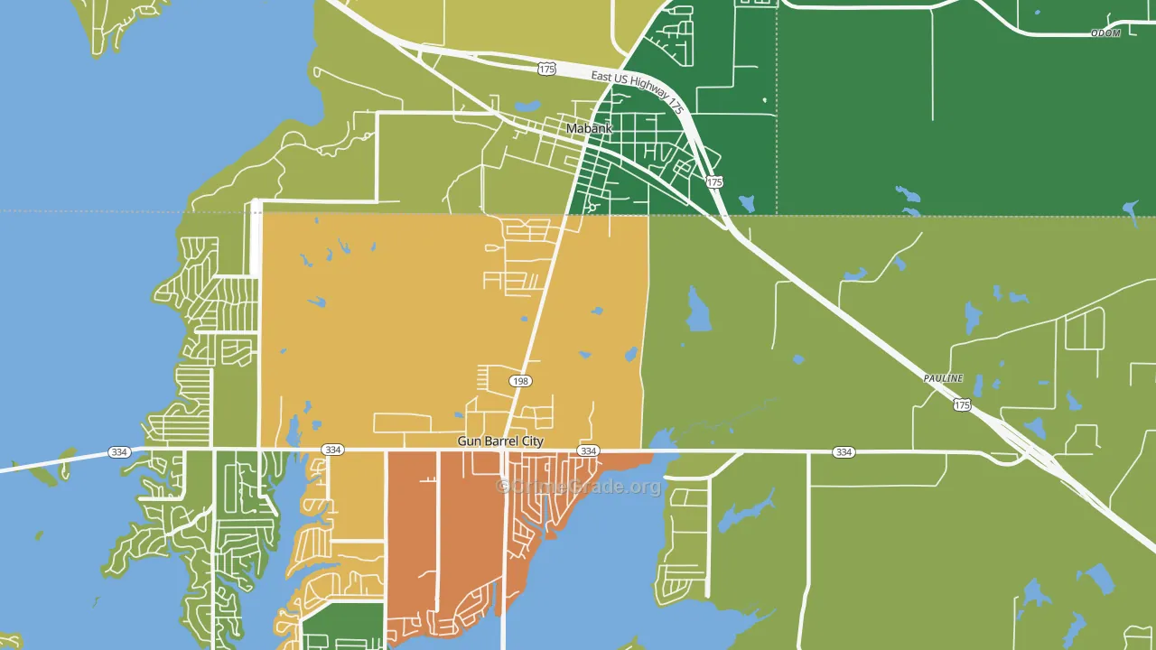 Pauline, TX Map of Vandalism Rates