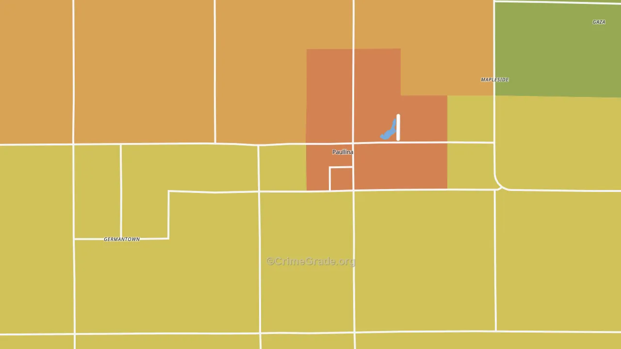 Paullina, IA Map of Vandalism Rates