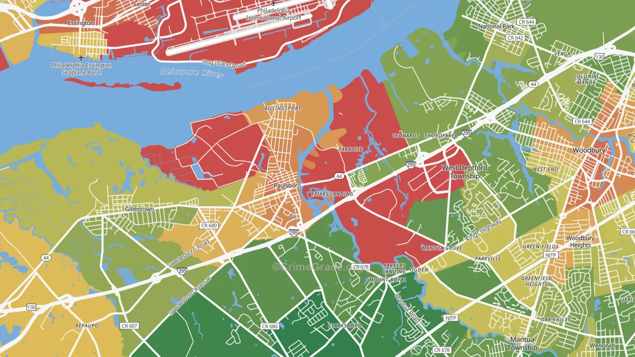 Paulsboro, NJ Map of Vandalism Rates