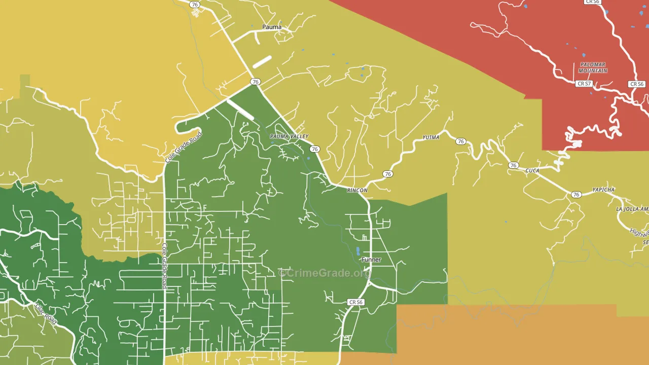 Pauma Valley, CA Map of Vandalism Rates