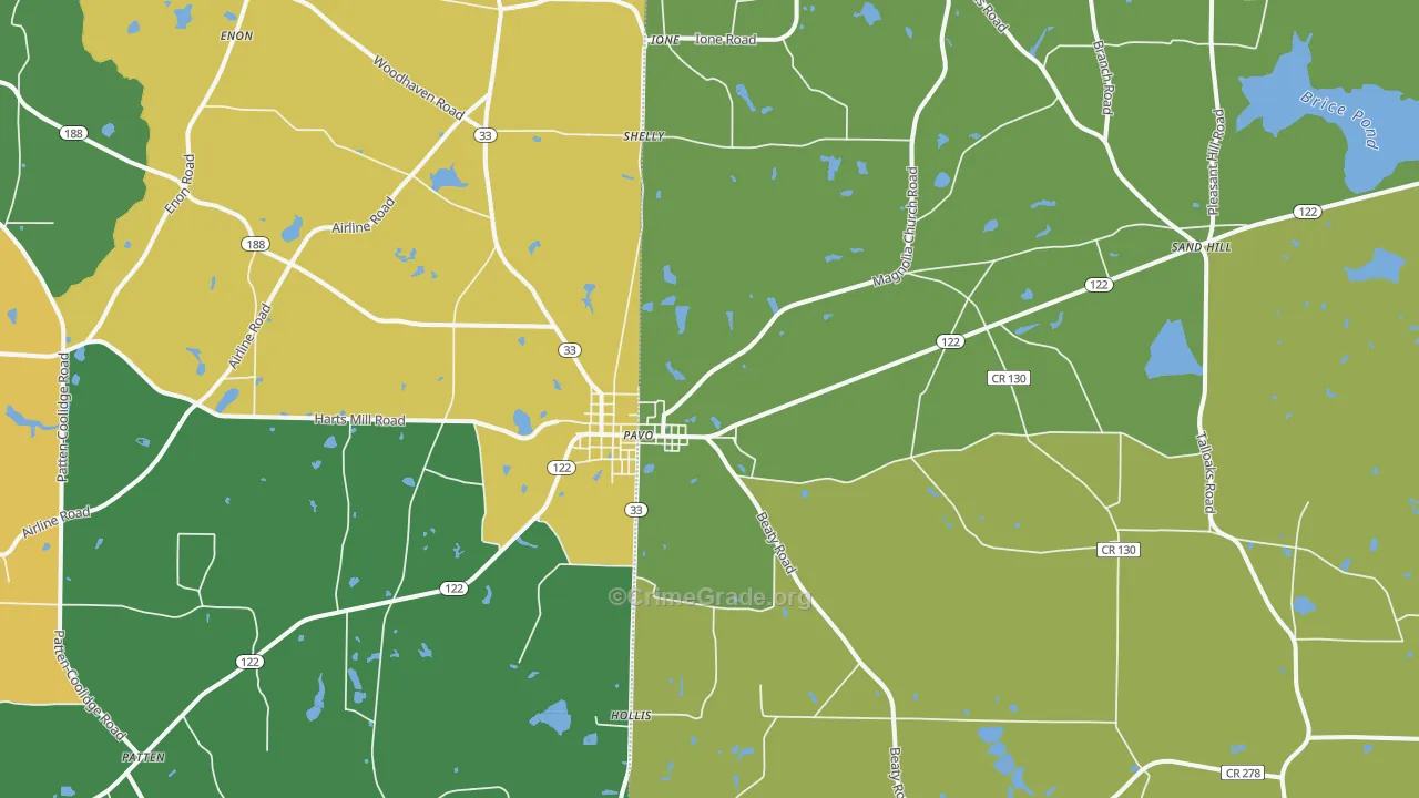 Pavo, GA Map of Vandalism Rates