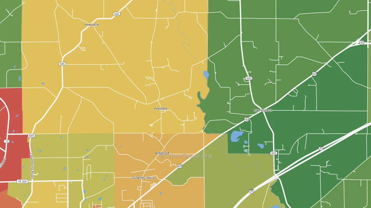 Pavonia, OH Map of Vandalism Rates