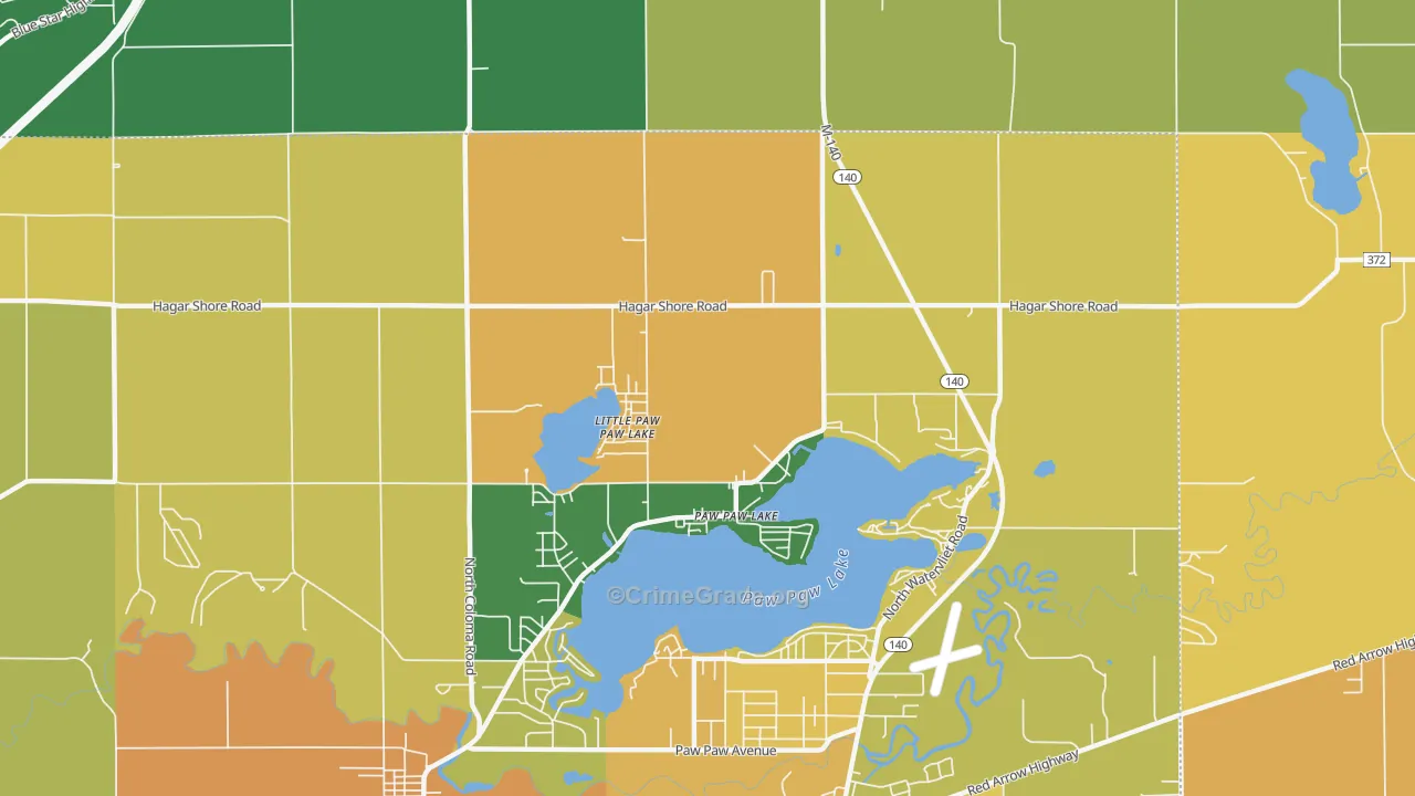 Paw Paw Lake, MI Map of Vandalism Rates