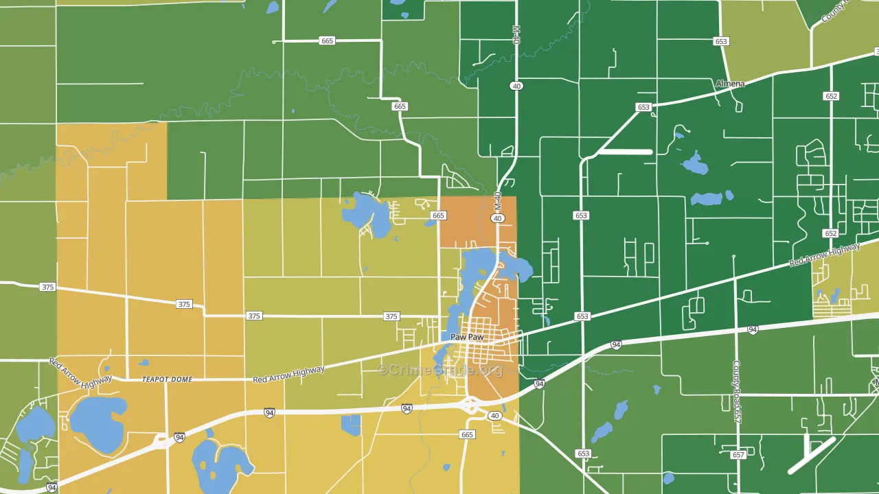Paw Paw, MI Map of Vandalism Rates