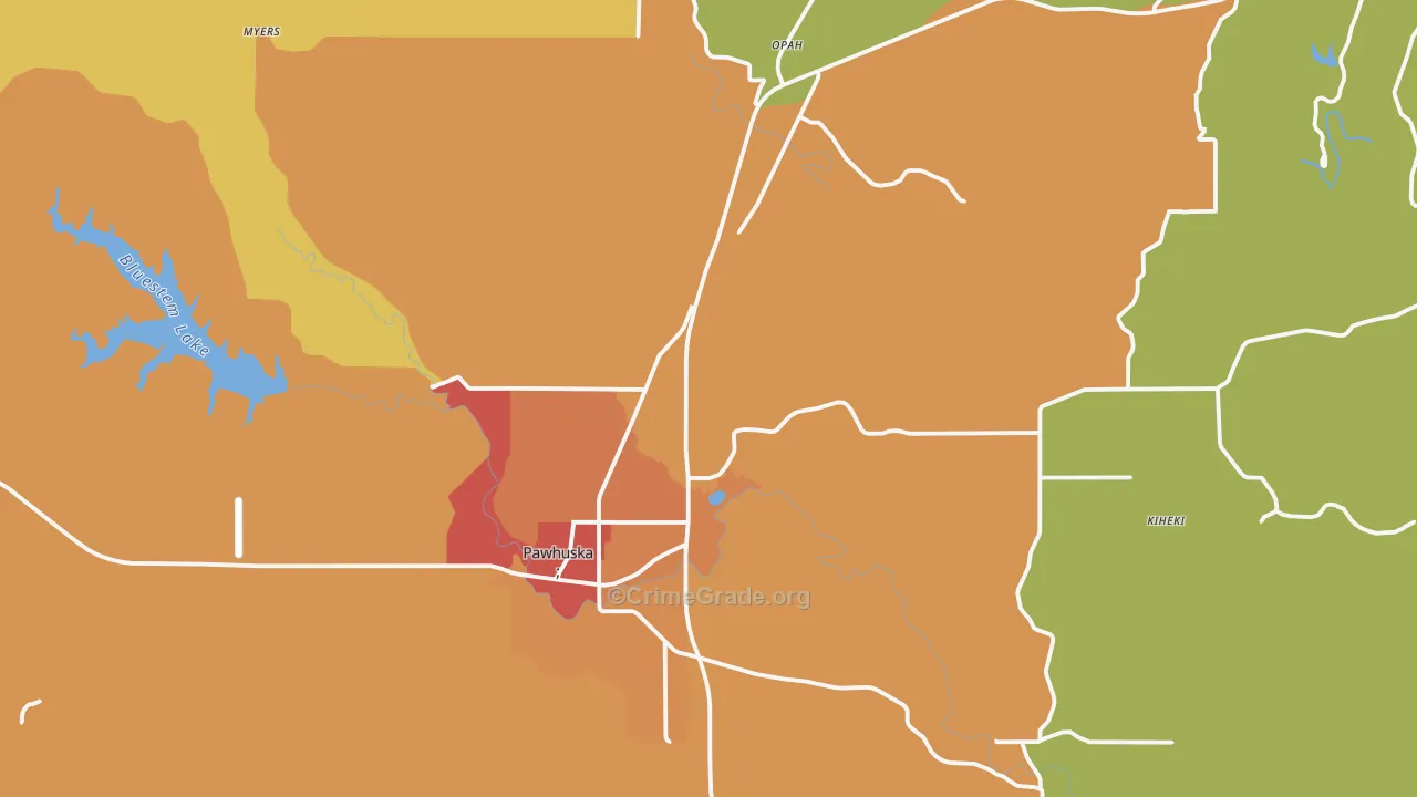 Pawhuska, OK Map of Vandalism Rates