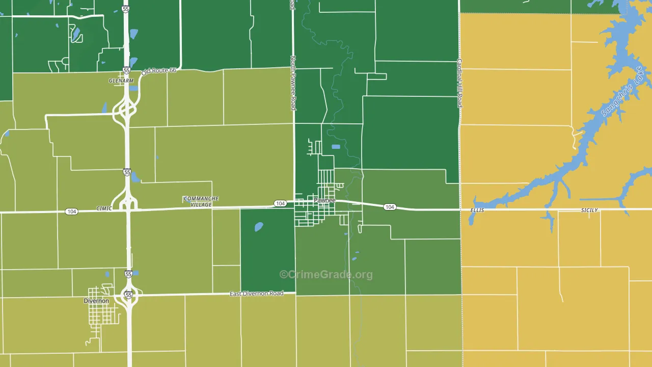 Pawnee, IL Map of Vandalism Rates