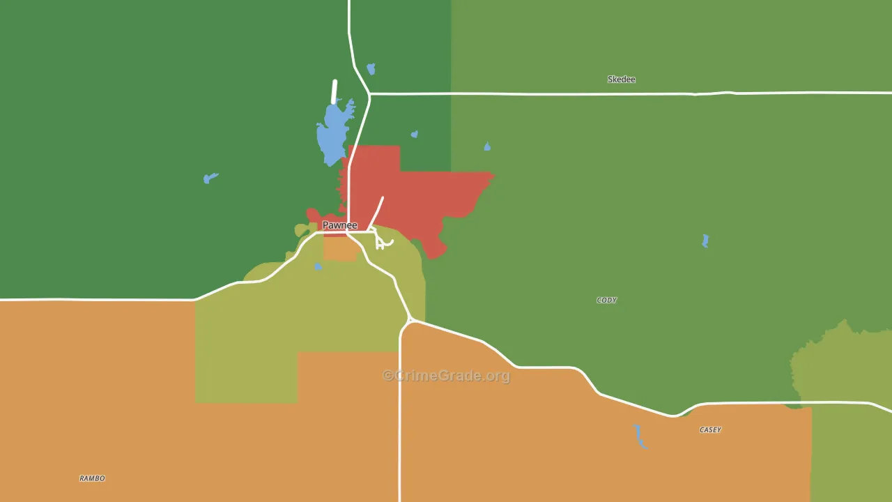 Pawnee, OK Map of Vandalism Rates