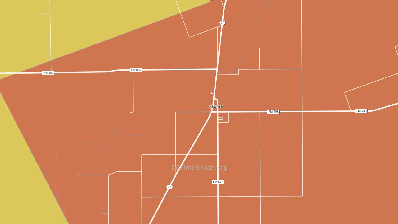 Pawnee, TX Map of Vandalism Rates