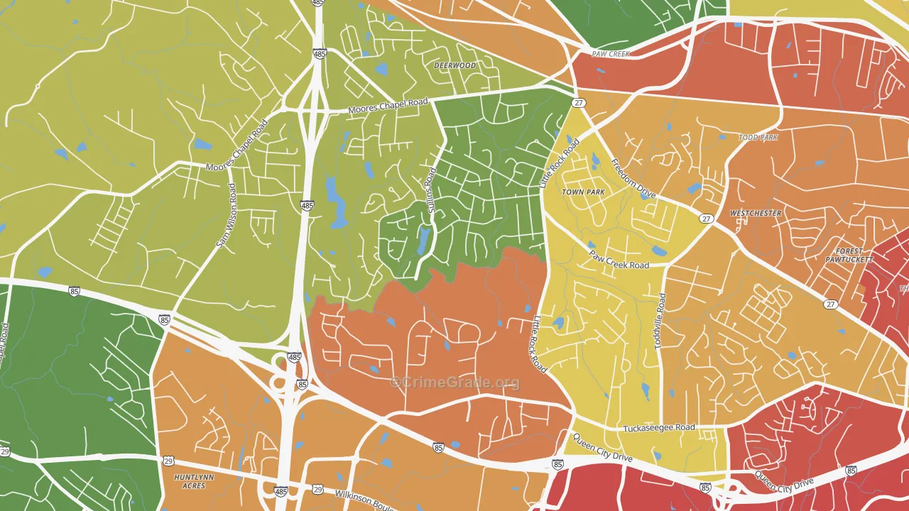 Pawtuckett, Charlotte, NC Map of Vandalism Rates