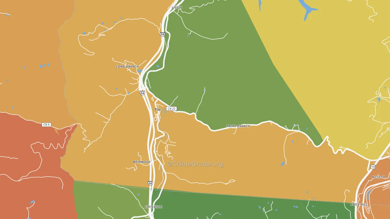 Pax, WV Map of Vandalism Rates