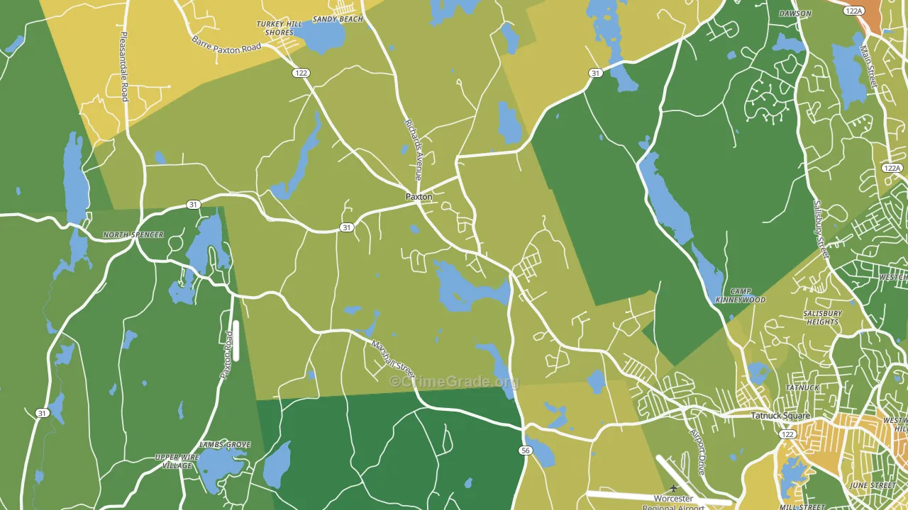 Paxton, MA Map of Vandalism Rates