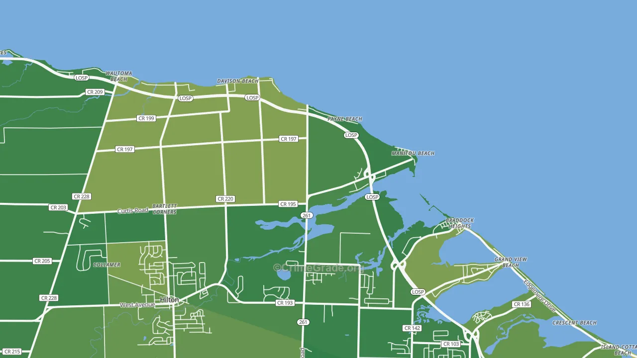 Payne Beach, NY Map of Vandalism Rates