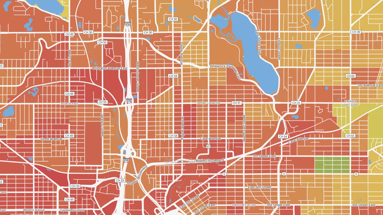 Payne Phallen, St. Paul, MN Map of Vandalism Rates