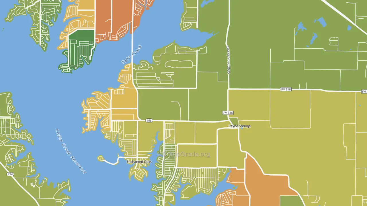 Payne Springs, TX Map of Vandalism Rates