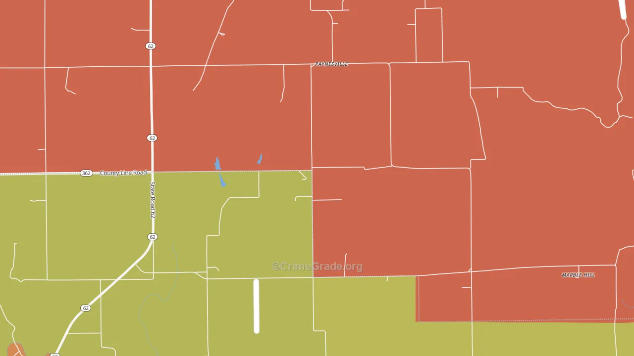 Paynesville, IN Map of Vandalism Rates