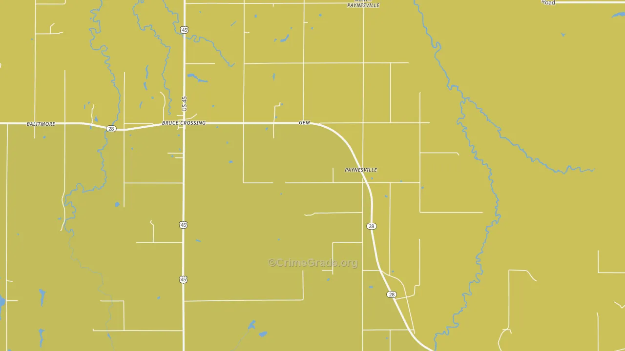 Paynesville, MI Map of Vandalism Rates