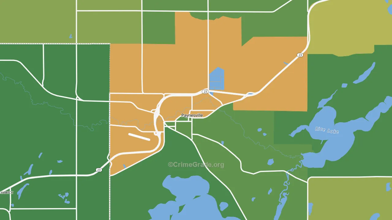 Paynesville, MN Map of Vandalism Rates