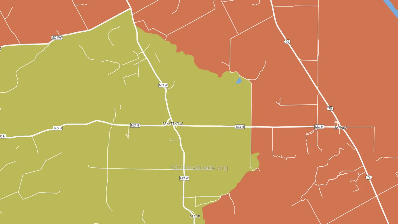Paynesville, MO Map of Vandalism Rates