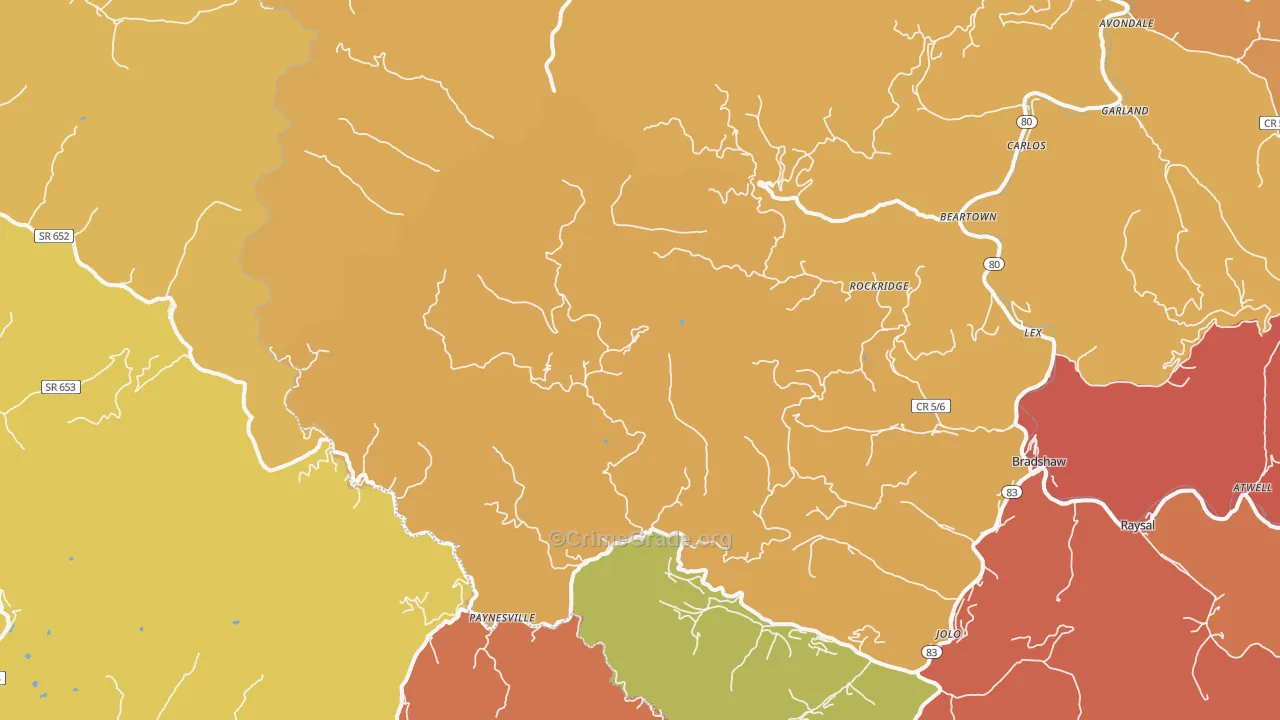 Paynesville, WV Map of Vandalism Rates