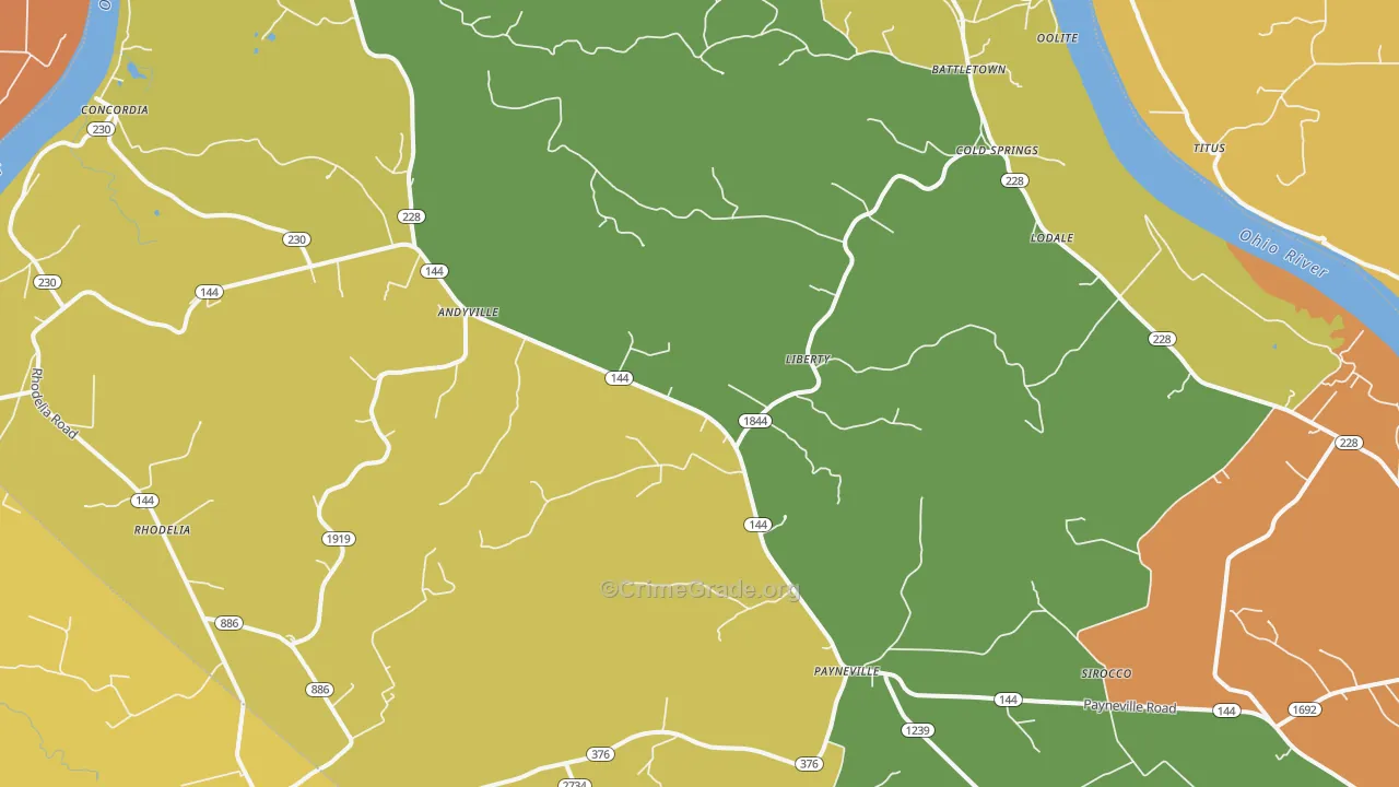 Payneville, KY Map of Vandalism Rates