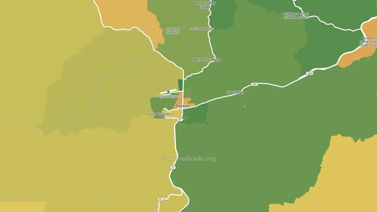 Payson, AZ Map of Vandalism Rates
