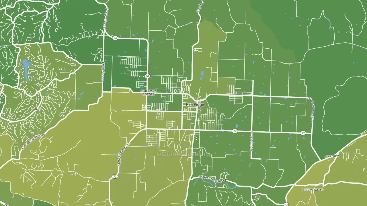 Pea Ridge, AR Map of Vandalism Rates