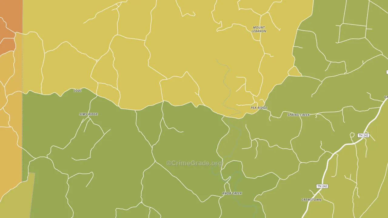 Pea Ridge, TN Map of Vandalism Rates