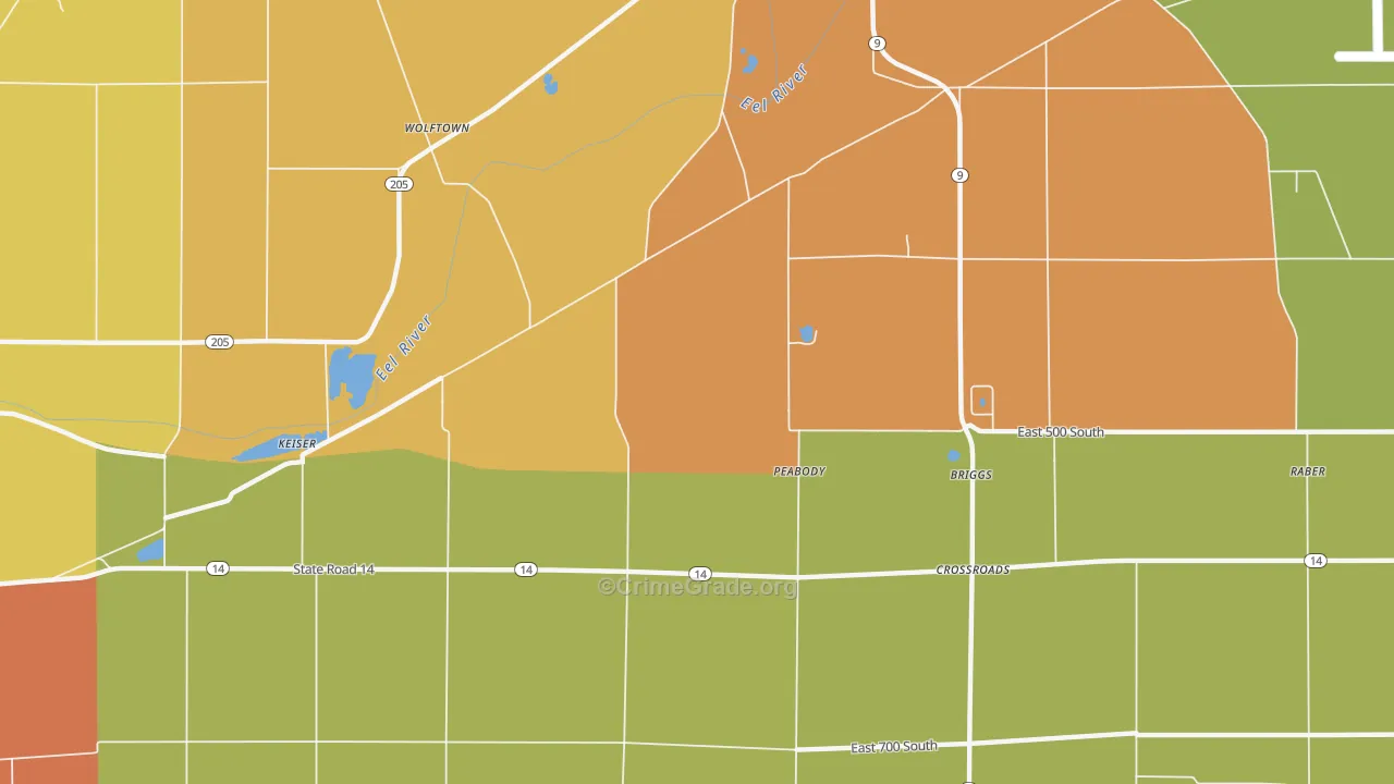 Peabody, IN Map of Vandalism Rates