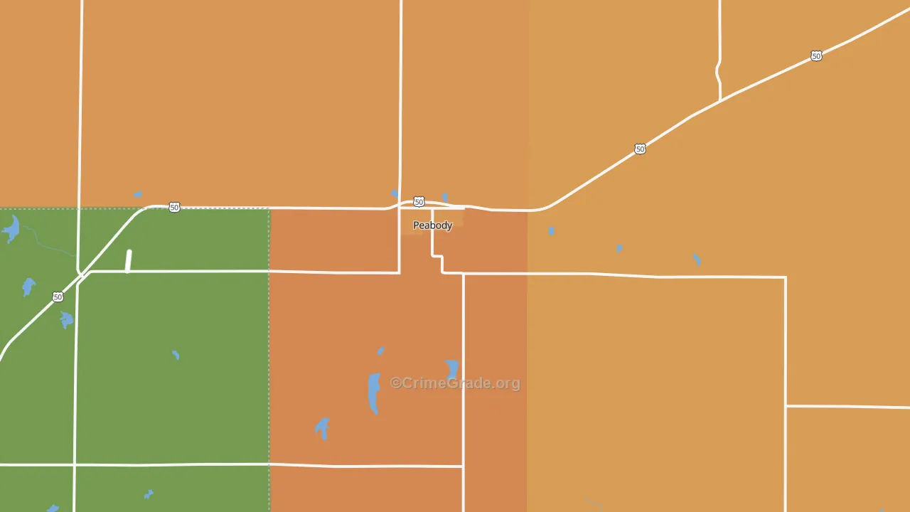 Peabody, KS Map of Vandalism Rates
