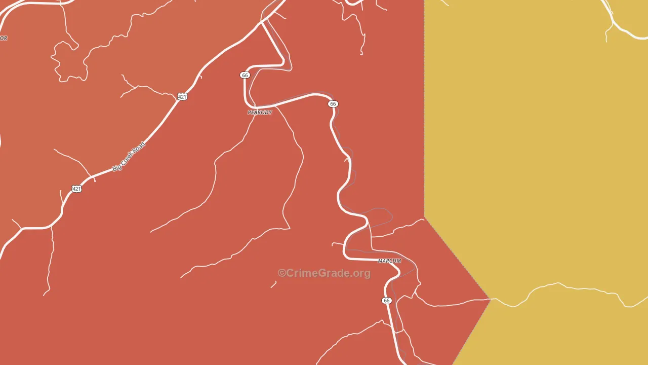 Peabody, KY Map of Vandalism Rates
