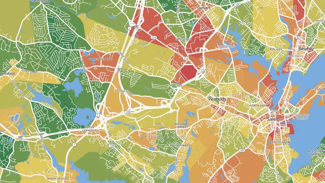 Peabody, MA Map of Vandalism Rates