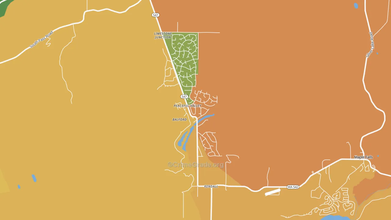 Peaceful Valley, WA Map of Vandalism Rates